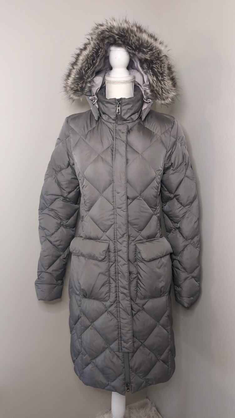 The North Face Redhook 550 Down Parka Small Gray Faux Fur Hood